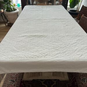 Pottery Barn Cream Velvet Channel Stitch Quilt 72"x 90"